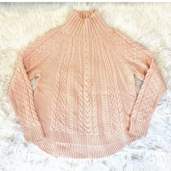 Ann Taylor Sweaters - ANN TAYLOR Pink Mock Cable Knit High Low Sweater